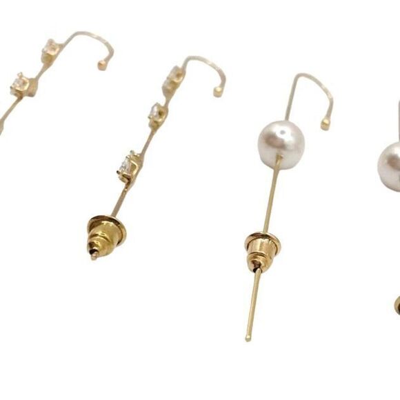 Set of 2 Gold Cubic Zirconia Ear Cuff Earrings - Picture 3 of 6